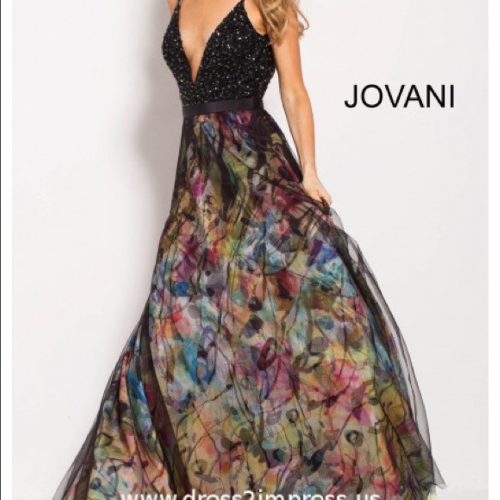 Black Multi beaded V neck bodice prom gown 58685